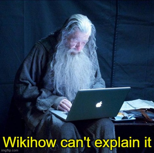 Computer Gandalf | Wikihow can't explain it | image tagged in computer gandalf | made w/ Imgflip meme maker