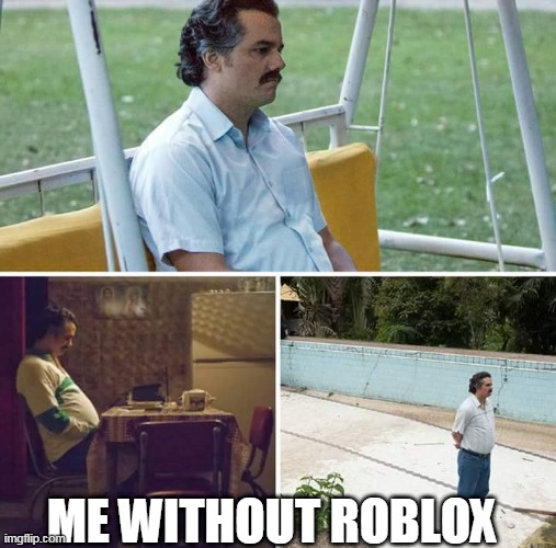 i ned roblox | ME WITHOUT ROBLOX | image tagged in memes,sad pablo escobar | made w/ Imgflip meme maker