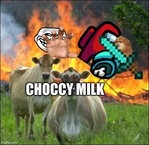 Evil Cows | CHOCCY MILK | image tagged in memes,evil cows | made w/ Imgflip meme maker