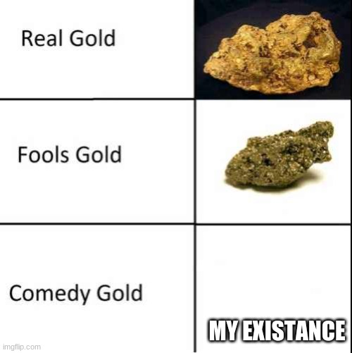 Comedy Gold | MY EXISTANCE | image tagged in comedy gold | made w/ Imgflip meme maker