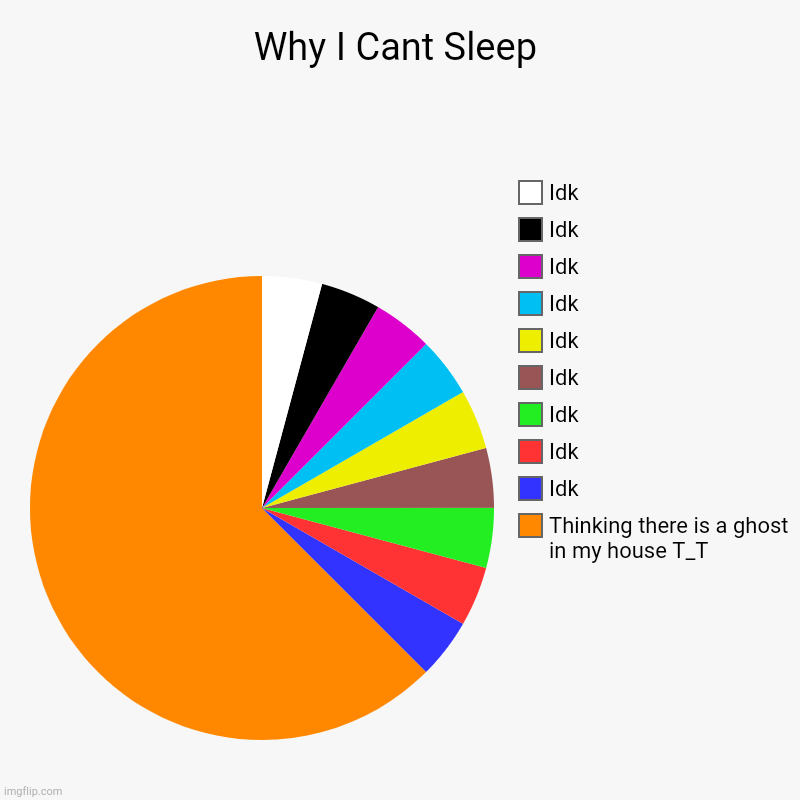 Yep | Why I Cant Sleep | Thinking there is a ghost in my house T_T, Idk, Idk, Idk, Idk, Idk, Idk, Idk, Idk, Idk | image tagged in charts,pie charts | made w/ Imgflip chart maker