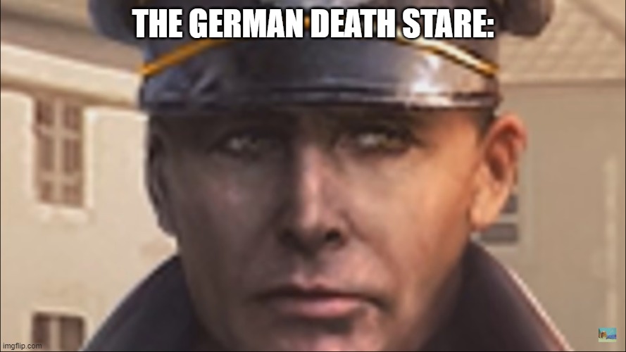 German Death Stare | THE GERMAN DEATH STARE: | image tagged in german death stare | made w/ Imgflip meme maker