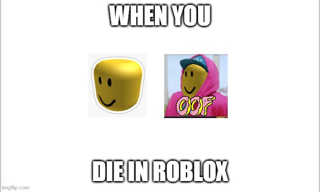white background | WHEN YOU; DIE IN ROBLOX | image tagged in white background | made w/ Imgflip meme maker