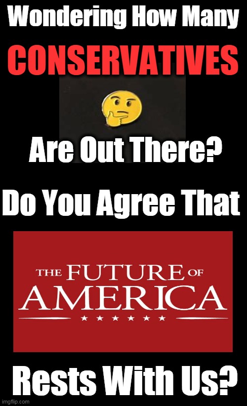 Leftists' Open Borders, Closed Businesses, SJWs, More Debt & Hatred Will Destroy America | Wondering How Many; CONSERVATIVES; Are Out There? Do You Agree That; Rests With Us? | image tagged in political meme,liberals vs conservatives,america,future,conservatives | made w/ Imgflip meme maker
