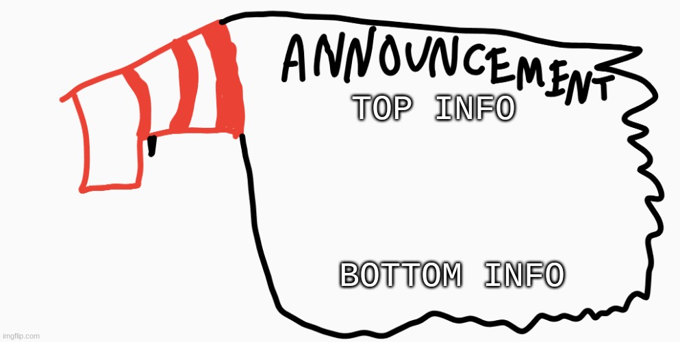 Announcement Template | TOP INFO; BOTTOM INFO | image tagged in announcement | made w/ Imgflip meme maker