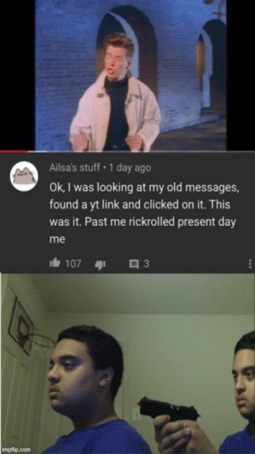 Imagine rick rolling yourself | image tagged in rick roll | made w/ Imgflip meme maker