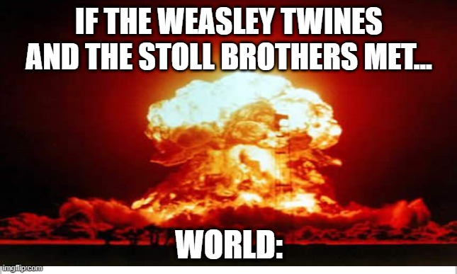 IF THE WEASLEY TWINES AND THE STOLL BROTHERS MET... WORLD: | image tagged in memes | made w/ Imgflip meme maker