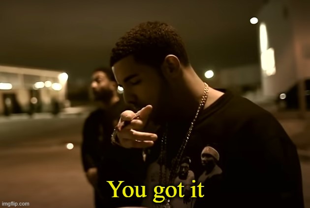 Drizzy got it | You got it | image tagged in drizzy got it | made w/ Imgflip meme maker