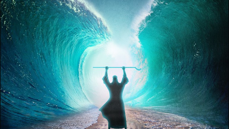 Moises parting the sea Blank Meme Template