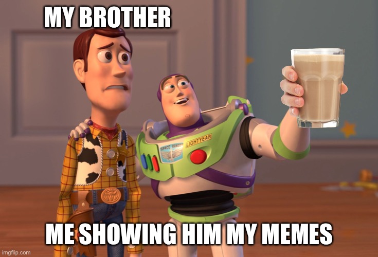 My memes | MY BROTHER; ME SHOWING HIM MY MEMES | image tagged in memes,x x everywhere | made w/ Imgflip meme maker