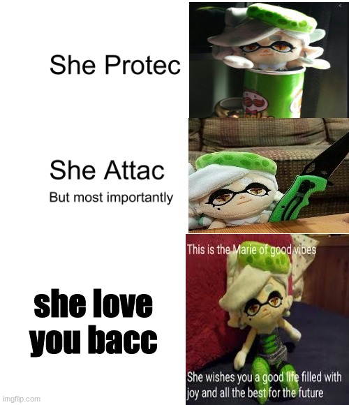 this is wholesome also this meme was an idea by one of my comments |  she love you bacc | image tagged in she protec she attac | made w/ Imgflip meme maker