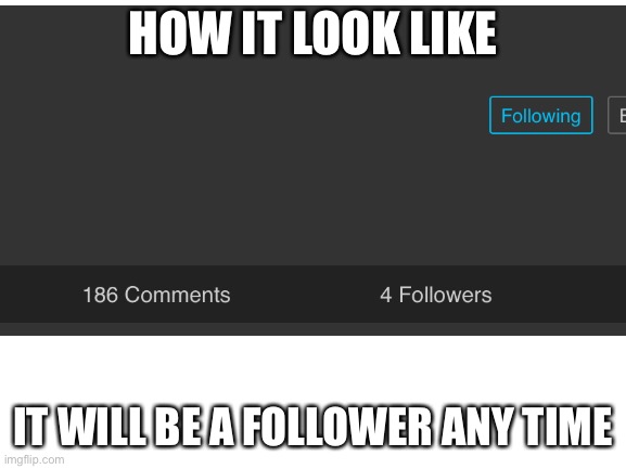 HOW IT LOOK LIKE IT WILL BE A FOLLOWER ANY TIME | made w/ Imgflip meme maker
