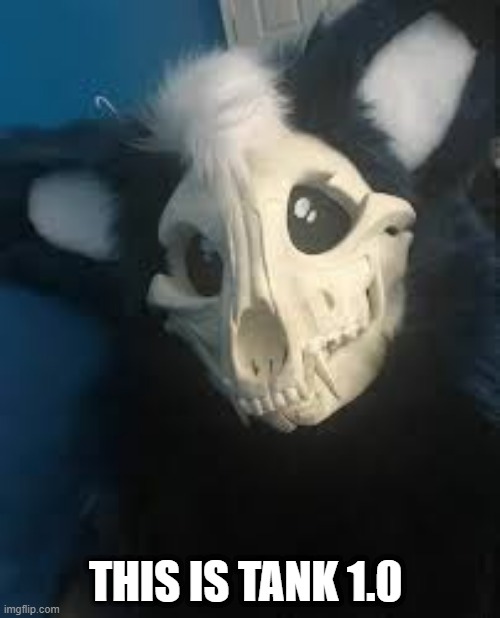 My first time furring a skull dog XD Dont judge Im waiting for my other skull to arrive so I can make 2.0 | THIS IS TANK 1.0 | made w/ Imgflip meme maker