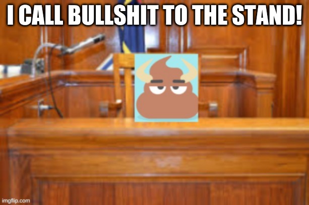 I CALL BULLSHIT TO THE STAND | I CALL BULLSHIT TO THE STAND! | image tagged in court memes | made w/ Imgflip meme maker