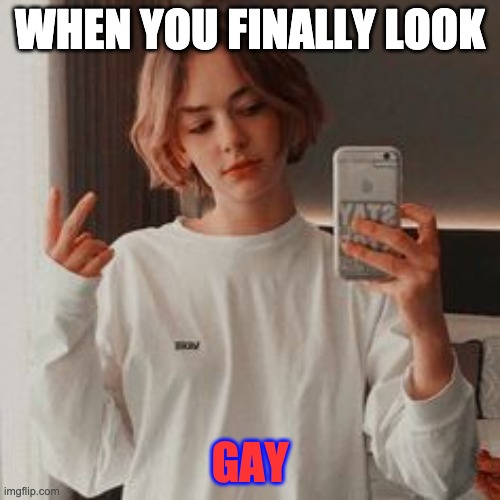 when you finally look gay | WHEN YOU FINALLY LOOK; GAY | image tagged in when you finally look gay | made w/ Imgflip meme maker