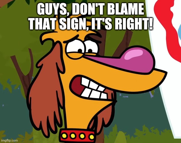 GUYS, DON'T BLAME THAT SIGN, IT'S RIGHT! | made w/ Imgflip meme maker