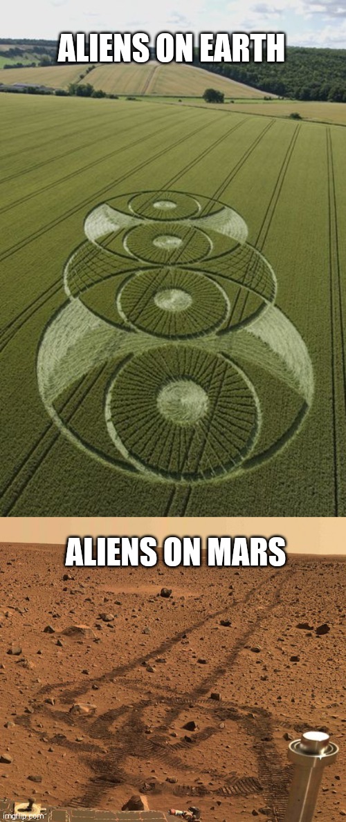 ALIENS ON EARTH; ALIENS ON MARS | image tagged in memes,aliens | made w/ Imgflip meme maker