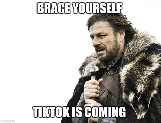 TikTok stinks | BRACE YOURSELF; TIKTOK IS COMING | image tagged in memes,brace yourselves x is coming | made w/ Imgflip meme maker
