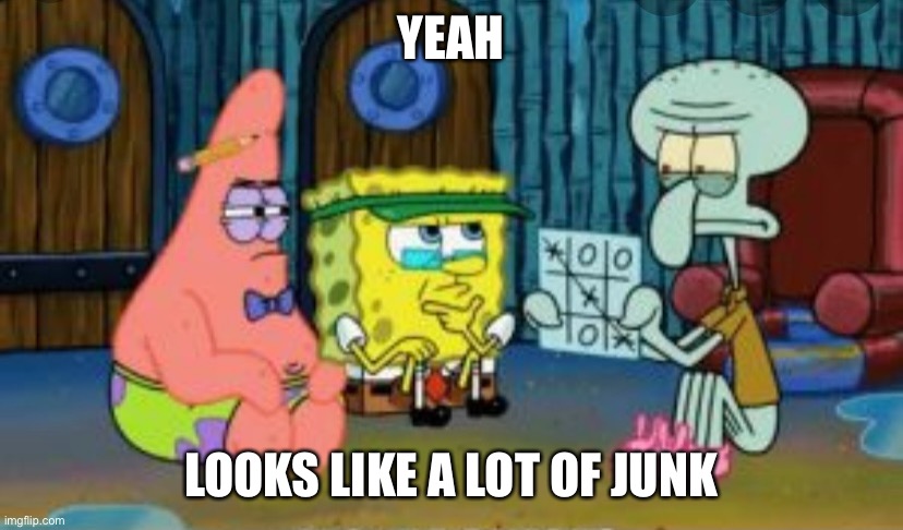 Spongebob Memes | YEAH; LOOKS LIKE A LOT OF JUNK | image tagged in junk,rules,totally looks like | made w/ Imgflip meme maker