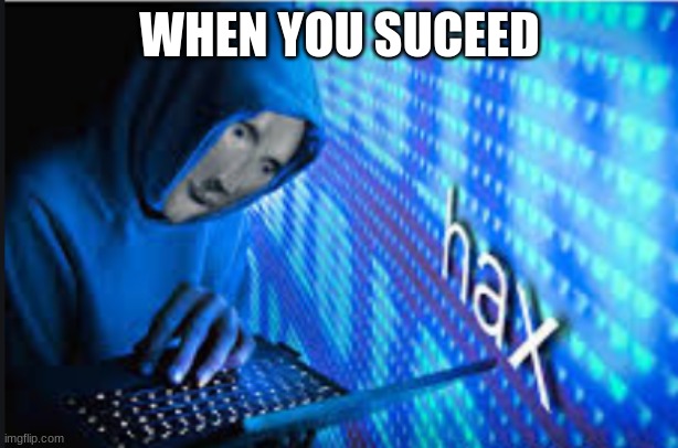 Hax | WHEN YOU SUCEED | image tagged in hax | made w/ Imgflip meme maker