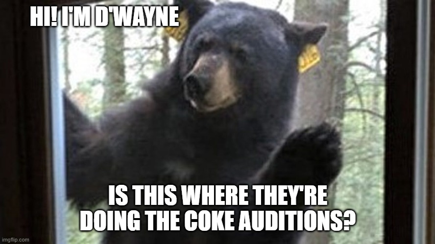 coke? | HI! I'M D'WAYNE; IS THIS WHERE THEY'RE DOING THE COKE AUDITIONS? | image tagged in coke | made w/ Imgflip meme maker