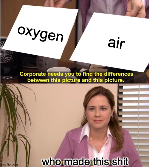 They're The Same Picture | oxygen; air; who made this shit | image tagged in memes,they're the same picture | made w/ Imgflip meme maker