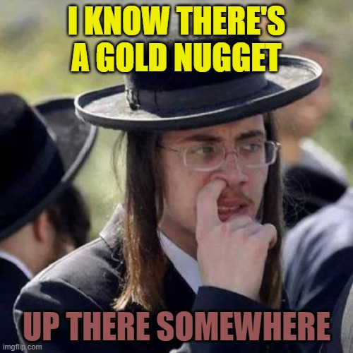 I KNOW THERE'S A GOLD NUGGET; UP THERE SOMEWHERE | made w/ Imgflip meme maker