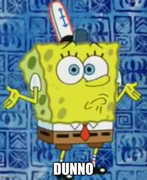 SpongeBob shrug | DUNNO | image tagged in spongebob shrug | made w/ Imgflip meme maker