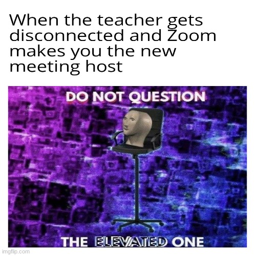 We have all experienced this right? | image tagged in meme man,do not question the elevated one,online school,online,school | made w/ Imgflip meme maker