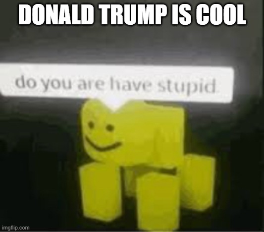 do you are have stupid | DONALD TRUMP IS COOL | image tagged in do you are have stupid | made w/ Imgflip meme maker