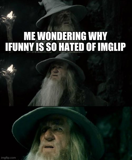 I dont understand the controversy | ME WONDERING WHY IFUNNY IS SO HATED OF IMGLIP | image tagged in memes,confused gandalf,ifunny | made w/ Imgflip meme maker