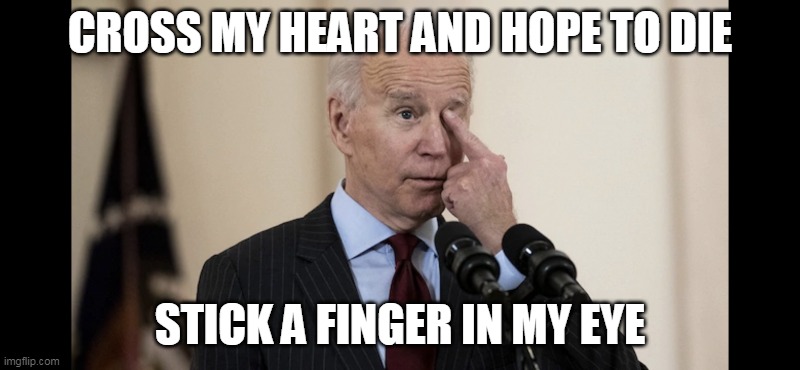 Joe Finger | CROSS MY HEART AND HOPE TO DIE; STICK A FINGER IN MY EYE | image tagged in funny | made w/ Imgflip meme maker