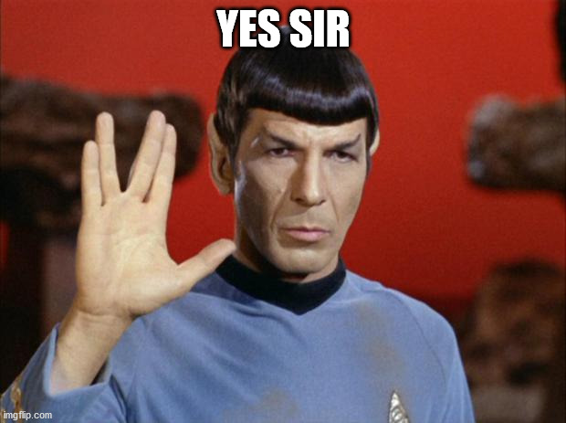 spock salute | YES SIR | image tagged in spock salute | made w/ Imgflip meme maker