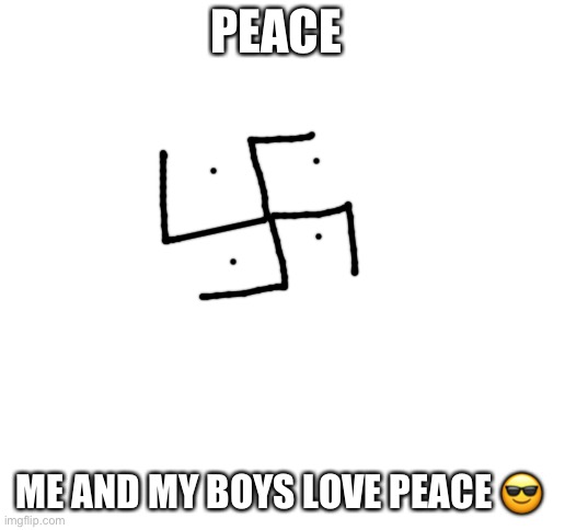 Blank White Template | PEACE; ME AND MY BOYS LOVE PEACE 😎 | image tagged in blank white template | made w/ Imgflip meme maker