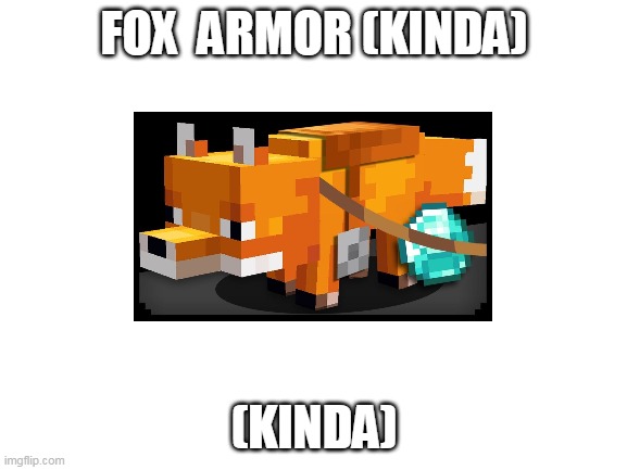 Fox armor (kinda) | FOX  ARMOR (KINDA); (KINDA) | image tagged in blank white template,fox armor,minecraft | made w/ Imgflip meme maker