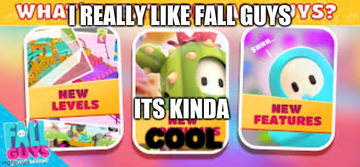 I Like Fall Guys | I REALLY LIKE FALL GUYS; ITS KINDA; COOL | image tagged in fall guys | made w/ Imgflip meme maker