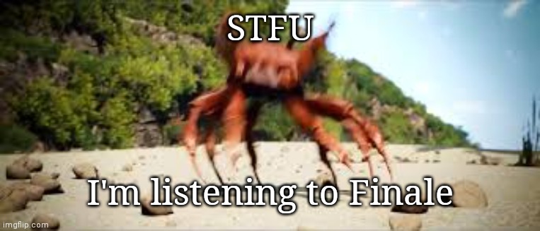 True | STFU; I'm listening to Finale | image tagged in crab rave | made w/ Imgflip meme maker