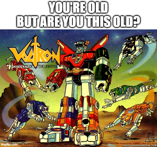 YOU'RE OLD
BUT ARE YOU THIS OLD? | image tagged in voltron,80's,old | made w/ Imgflip meme maker