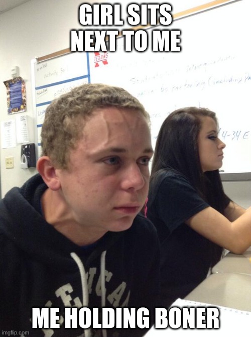 Hold fart | GIRL SITS NEXT TO ME; ME HOLDING BONER | image tagged in hold fart | made w/ Imgflip meme maker