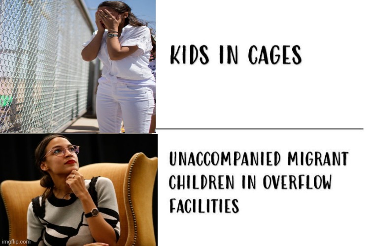 Cages vs Facilities | image tagged in crazy aoc | made w/ Imgflip meme maker