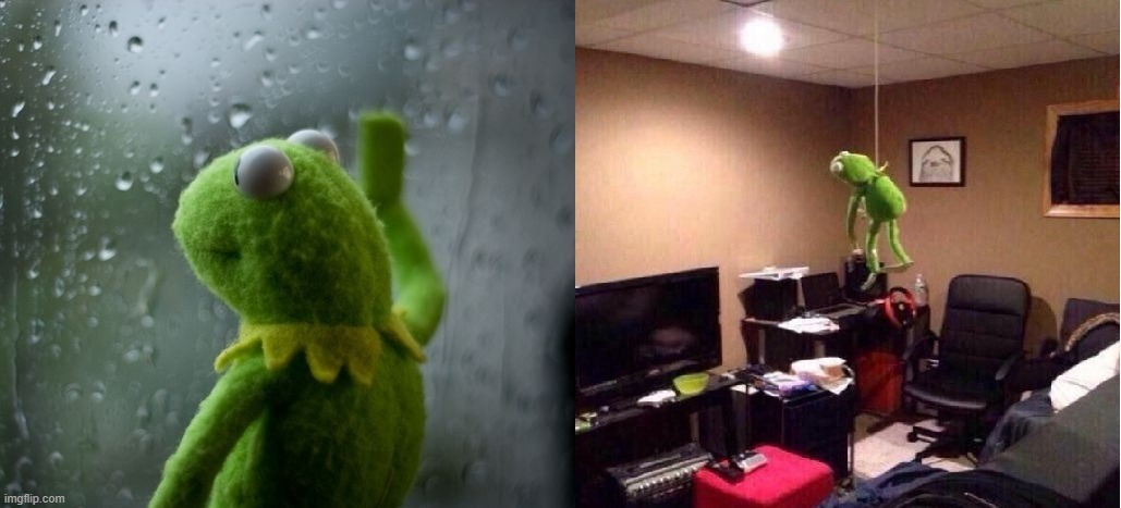 Sad Kermit hanged | image tagged in sad kermit hanged | made w/ Imgflip meme maker