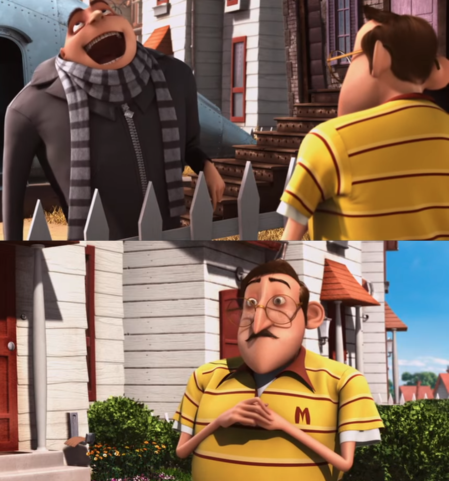 High Quality Gru Laughing, concerned neighbor Blank Meme Template