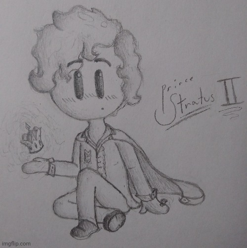 A new oc I drew, the neglected smol child of King Stratus. Hope you like the drawing, this took some time to make! :D | image tagged in princevince64,stratus ii,cute | made w/ Imgflip meme maker