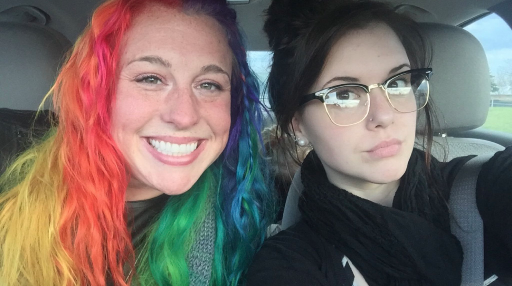 Rainbow girl and goth girl Blank Meme Template