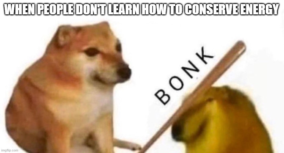 WHEN PEOPLE DON'T LEARN HOW TO CONSERVE ENERGY | image tagged in science | made w/ Imgflip meme maker