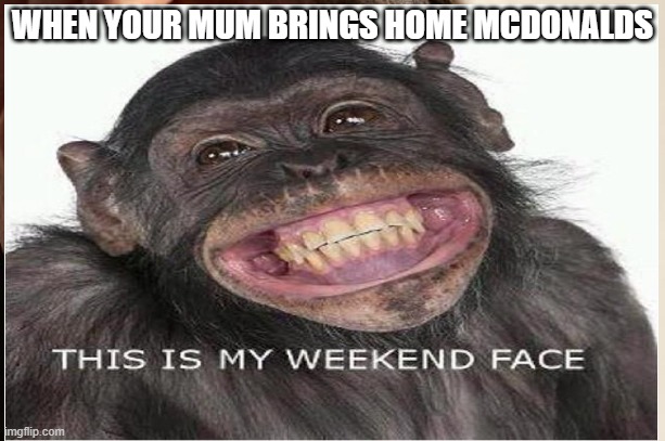 mcdonalds | WHEN YOUR MUM BRINGS HOME MCDONALDS | image tagged in funny meme,true | made w/ Imgflip meme maker