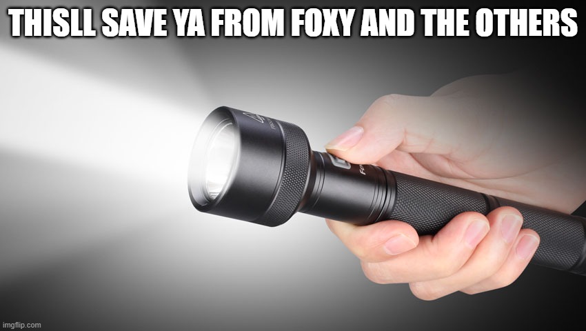 flashlight | THISLL SAVE YA FROM FOXY AND THE OTHERS | image tagged in flashlight | made w/ Imgflip meme maker