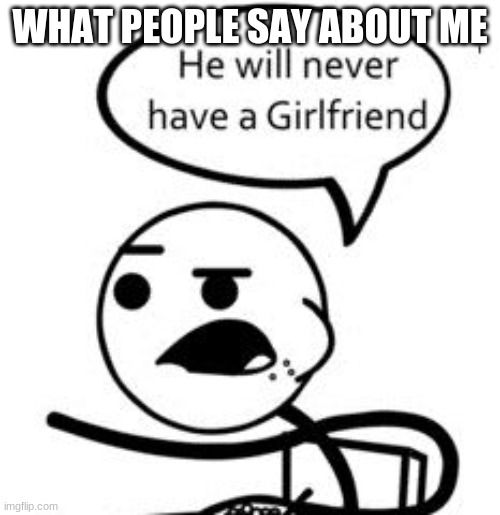 He Will Never Get A Girlfriend | WHAT PEOPLE SAY ABOUT ME | image tagged in memes,he will never get a girlfriend | made w/ Imgflip meme maker