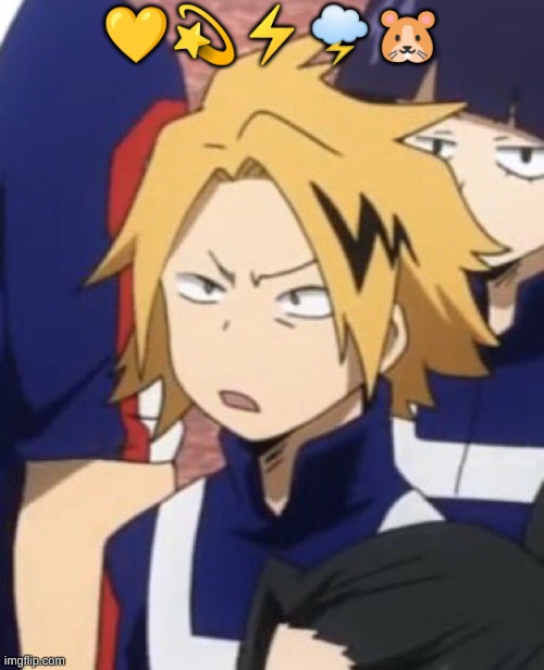 these are denki emojis(comment more characters) | 💛💫⚡🌩️🐹 | made w/ Imgflip meme maker