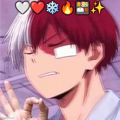 Todoroki emojis (comment a character you want me to do next) | 🤍❤️❄️🔥🍱✨ | image tagged in todoroki | made w/ Imgflip meme maker